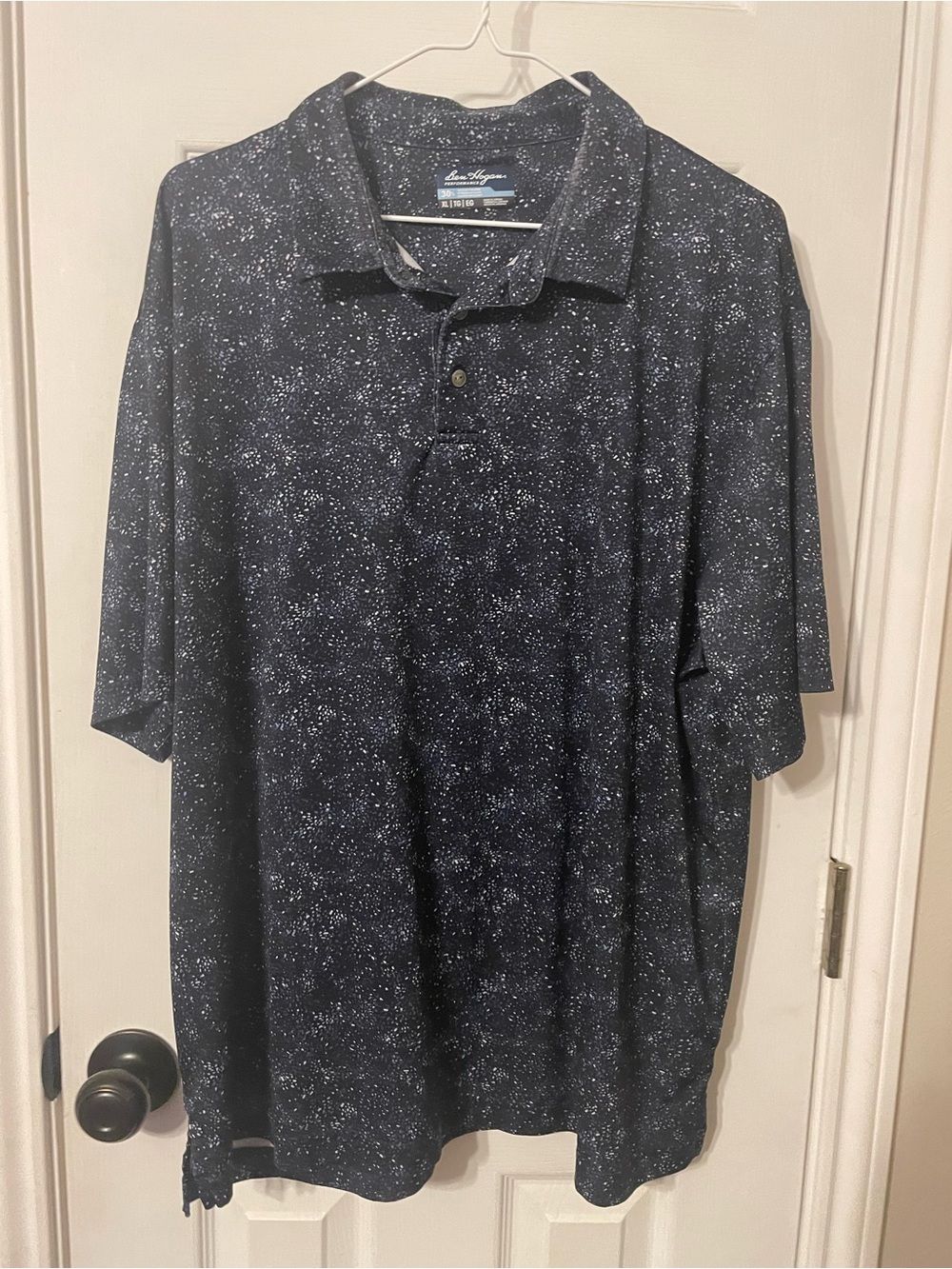 Ben Hogan Men’s Navy Polo with White Speckle Print